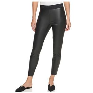 DKNY Faux Leather Stretchy Pull On Leggings black S